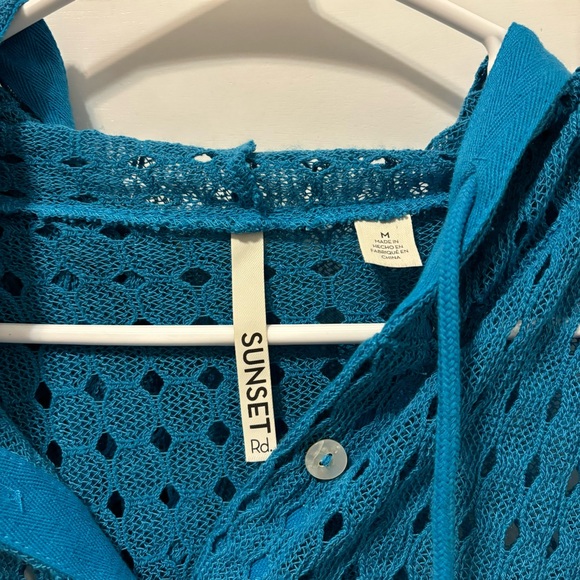 Sunset Rd Knit Blue Hooded Sweater - Picture 4 of 5